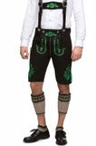 Stockerpoint Ruppert  Men Trachten Lederhosen Leather Pants with Suspenders black with green or yellow  embroidery - German Specialty Imports llc