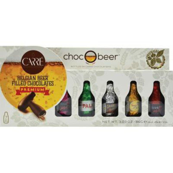 Chocolatier Carre & Chocobee Bottle Pack 7 pc Belgian Beer Filled Chocolates Premium - German Specialty Imports llc