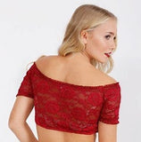 Krueger Soft Lace Dirndl Blouse Wine in Balck and red - German Specialty Imports llc