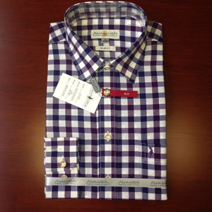 HE191 Almsach  TRADITIONAL CHECKERED SHIRT  SLIM FIT TWO-TONE in different colors - German Specialty Imports llc