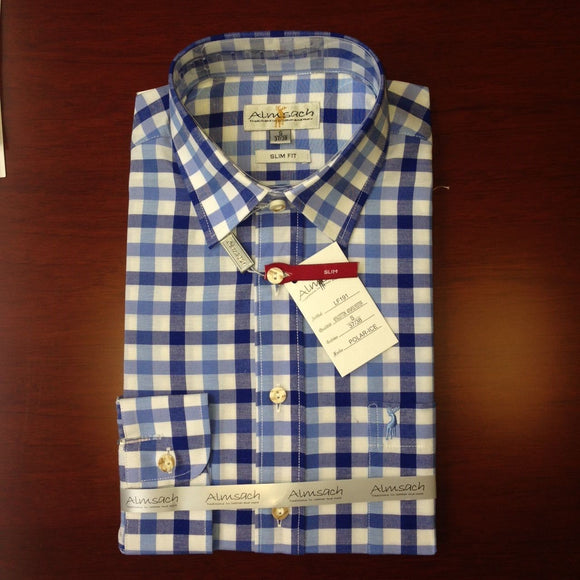HE191 Almsach  TRADITIONAL CHECKERED SHIRT  SLIM FIT TWO-TONE in different colors - German Specialty Imports llc