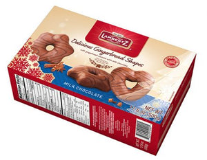 02GE68/297980 Lambertz Delicious Gingerbread Shapes  Hearts and Stars covered with chocolate - German Specialty Imports llc