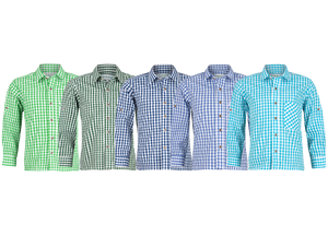 52915 Isar Trachten Checkered Boys Trachten  Shirt with Bone Buttons  in different colors - German Specialty Imports llc