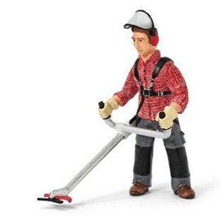 Hand Painted Schleich Figurine Man With Weed Whacker 134584 Play Figurine - German Specialty Imports llc