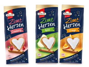 Schulte Zimt Herzen Orange Cinnemon Hearts Orange  150 g - German Specialty Imports llc